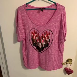 Style & Co 0X pink/red lipstick 💄 shirt